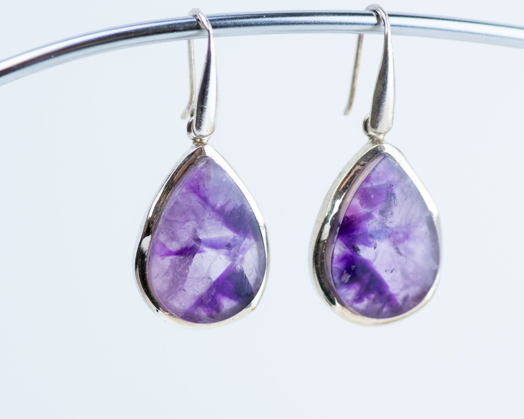 Sterling Silver Phantom Amethyst Earrings