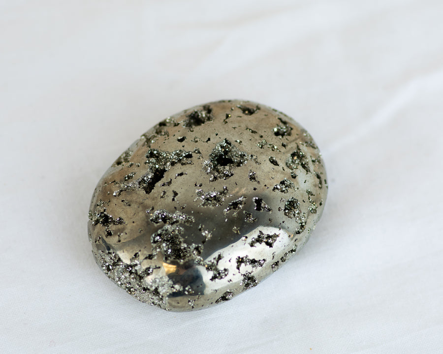 Half Polished Pyrite Palm Stone