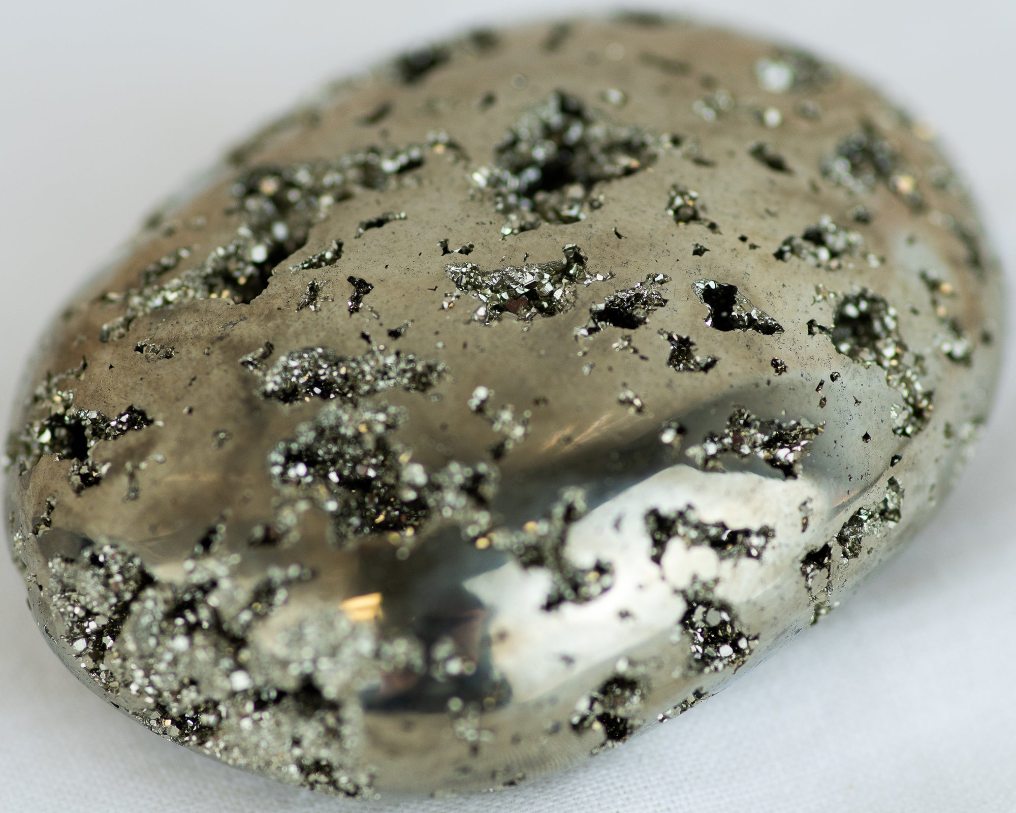 Half Polished Pyrite Palm Stone