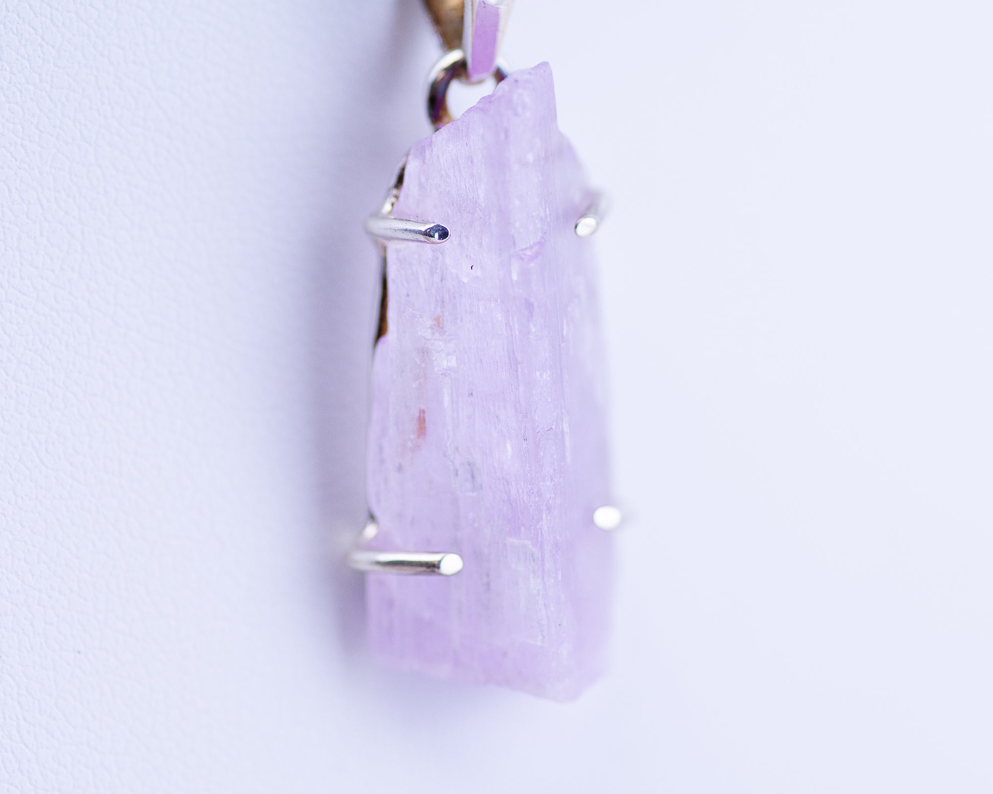 Raw Kunzite Sterling Silver Pendant