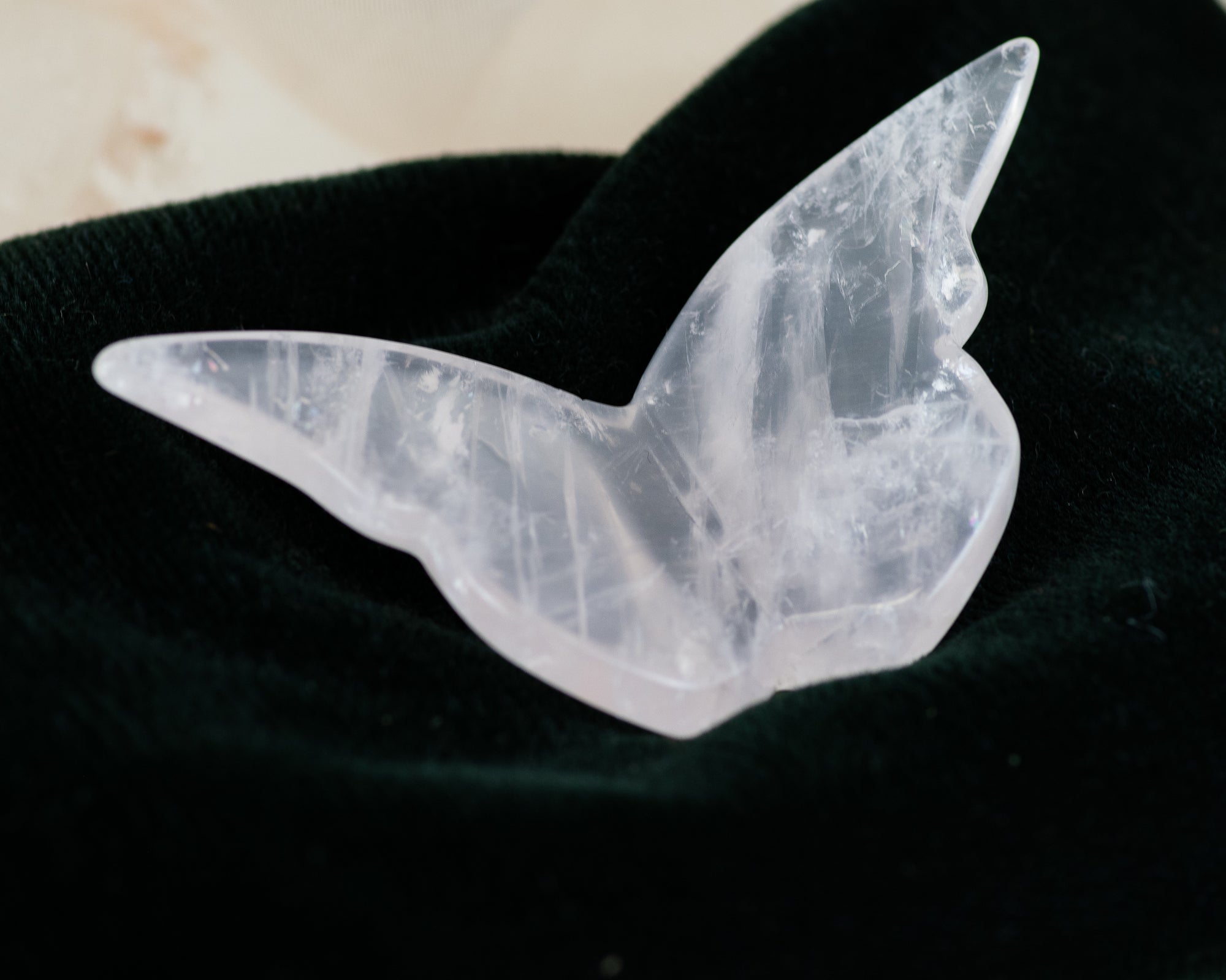 Rose Quartz Butterfly Carving