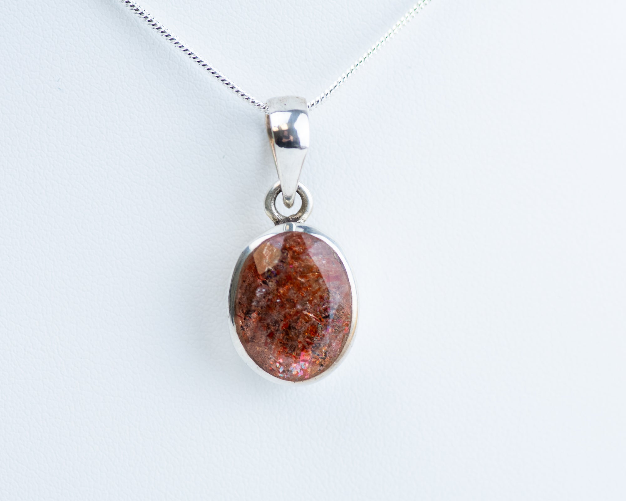 Sterling Silver Faceted Sunstone Necklace